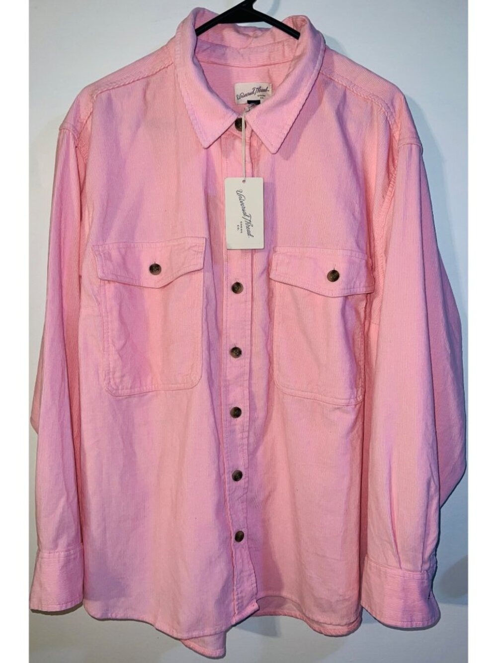 Universal Thread Oversized Fit Pink Corduroy Button-Up Shirt XX-Large NWT
